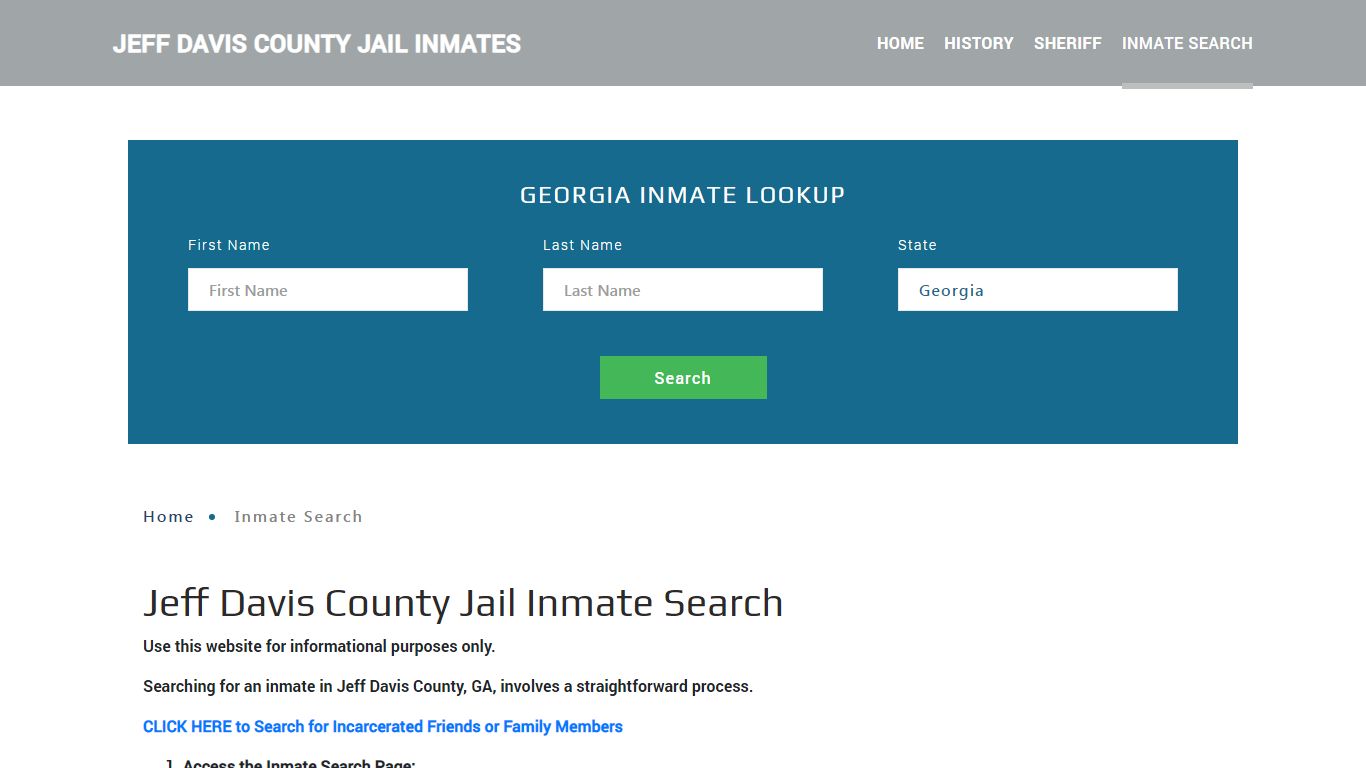 Jeff Davis County, GA Detainee Lookup