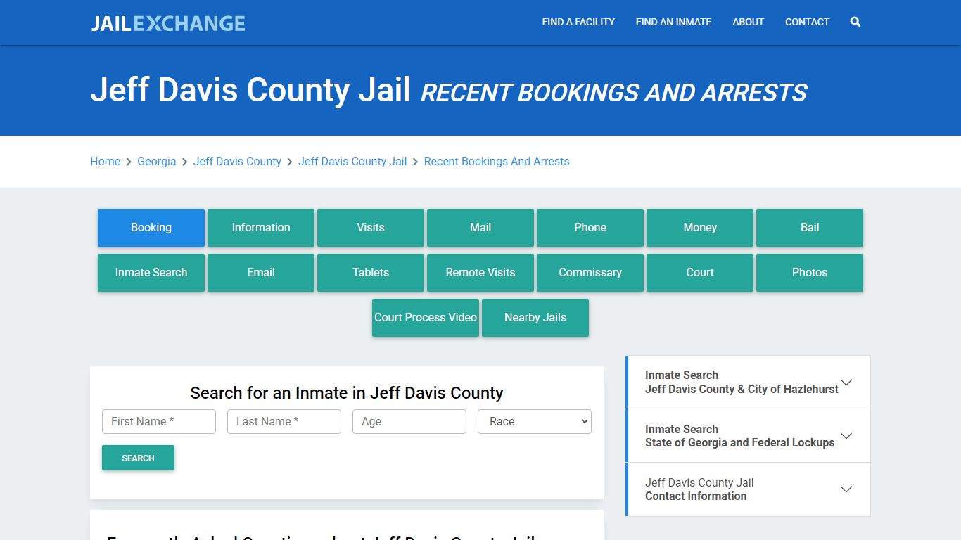 Jeff Davis County Jail GA Recent Arrests and Bookings